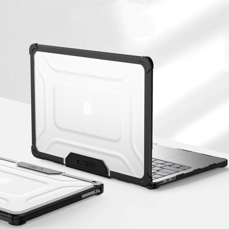Etui Tech-Protect SmartShell Pro do Apple MacBook Air 13" (M2/M3/M4/M5) 2023-2025, czarno-przezroczyste