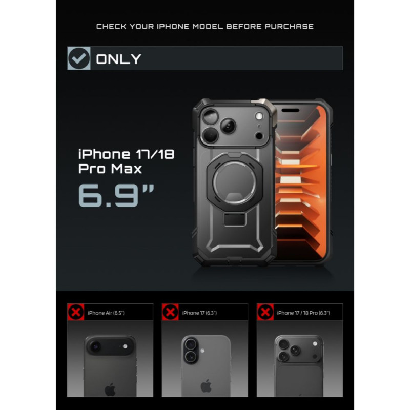 Etui Supcase UB Grip Mag MagSafe dla Apple iPhone 17 Pro Max / 18 Pro Max, czarne