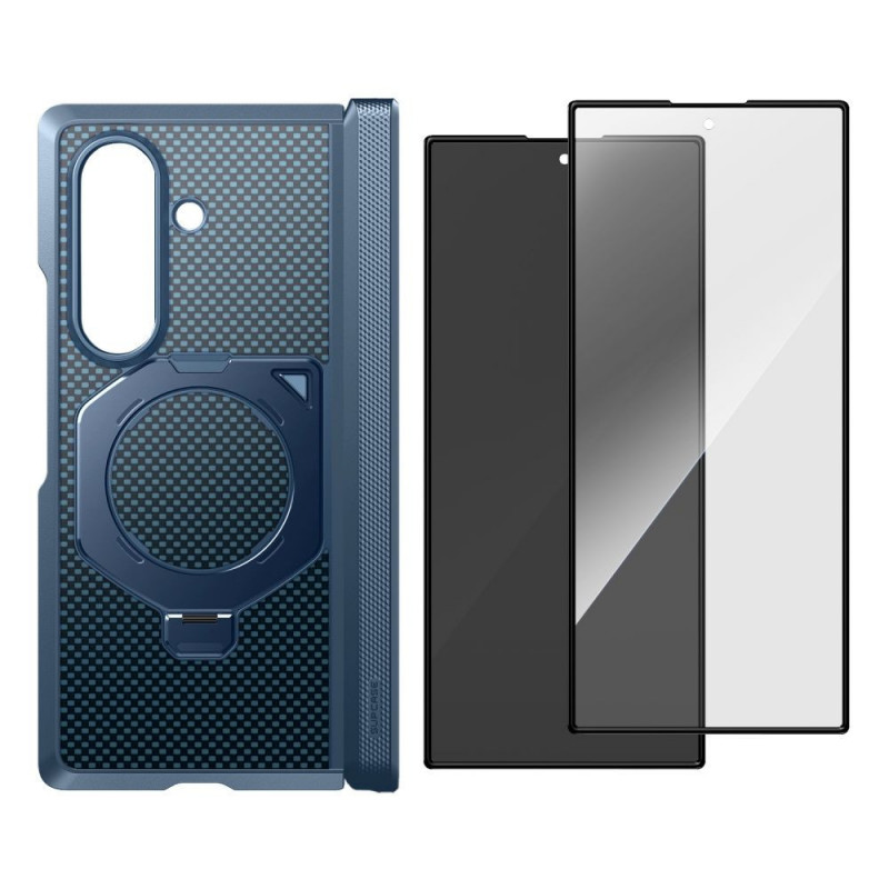 Etui Supcase UB Aero MagSafe do Samsung Galaxy Z Fold 8 Ultra ze szkłem hartowanym i szkłem prywatności, Aramid Blue
