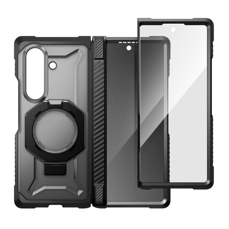 Etui Supcase UB Grip Mag MagSafe do Samsung Galaxy Z Fold 8 ze szkłem hartowanym i szkłem prywatności, czarny