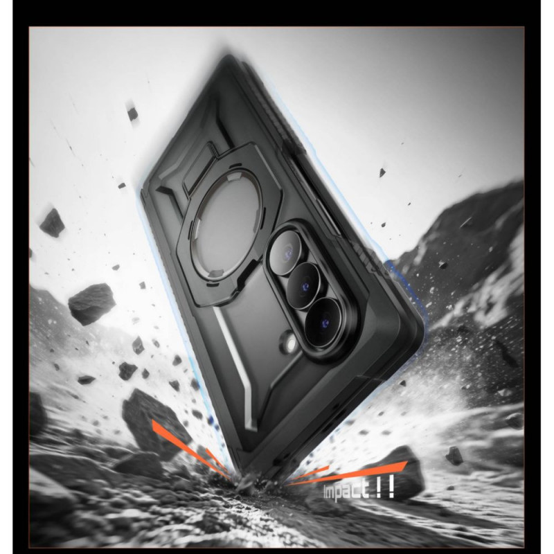 Etui Supcase UB Grip Mag MagSafe do Samsung Galaxy Z Fold 8 ze szkłem hartowanym i szkłem prywatności, czarny