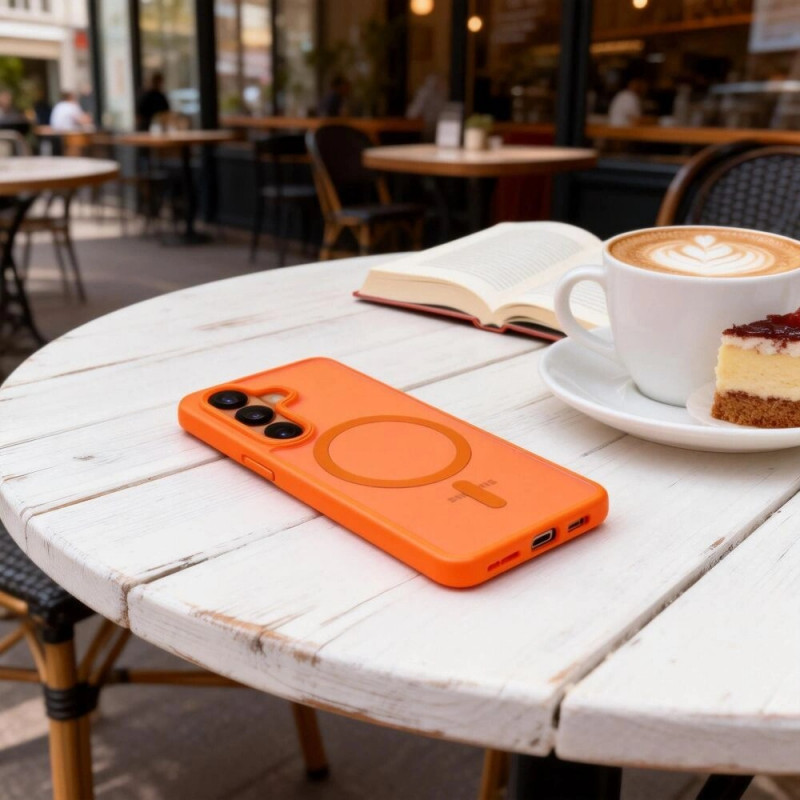 Etui MagSafe Tech-Protect Magmat dla Samsung Galaxy S26, matowy pomarańczowy