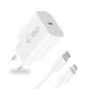 Tech-Protect NC20W ładowarka ścienna USB-C 1-port PD 20W z kablem Lightning, biała, 100 cm