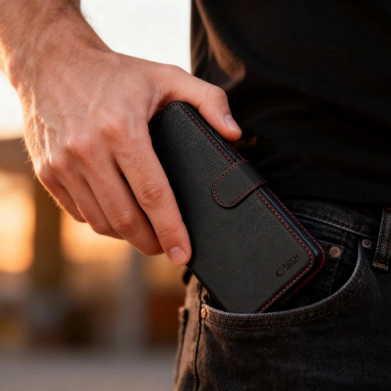 Etui portfel Tech-Protect dla Samsung Galaxy A57 5G, czarno-czerwone