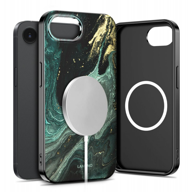 Etui Tech-Protect Lamano MagSafe dla Apple iPhone 16e / 17e, czarno-zielone (Verde Aura)