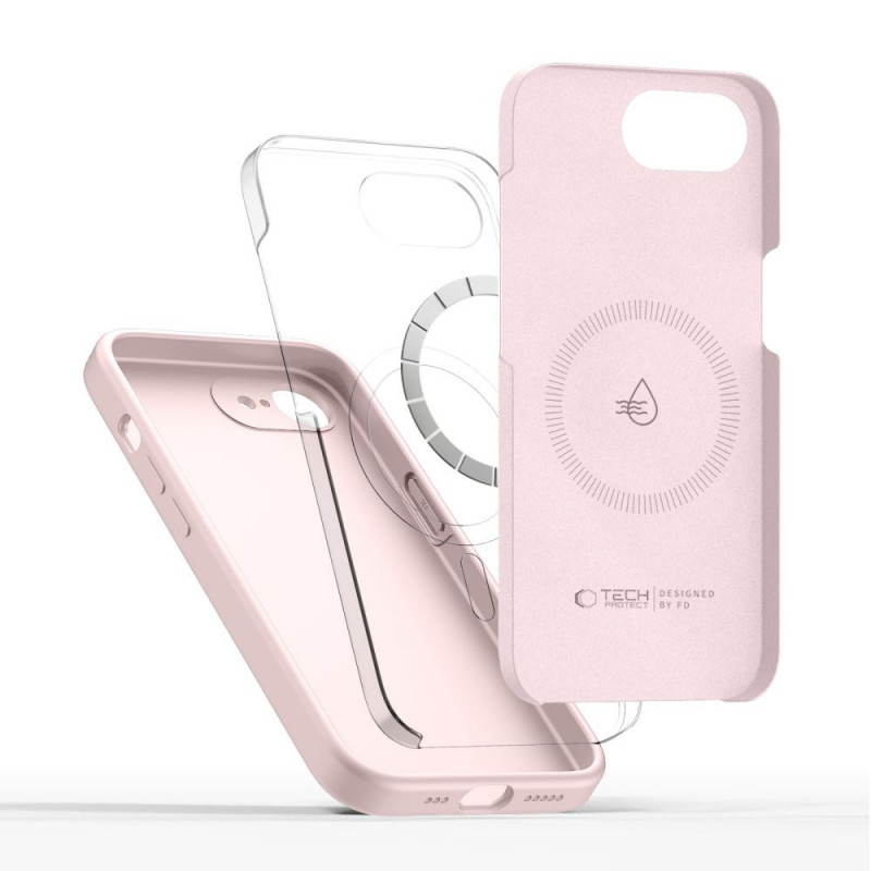 Etui silikonowe MagSafe Tech-Protect dla Apple iPhone 16e / 17e, Pink Pearl