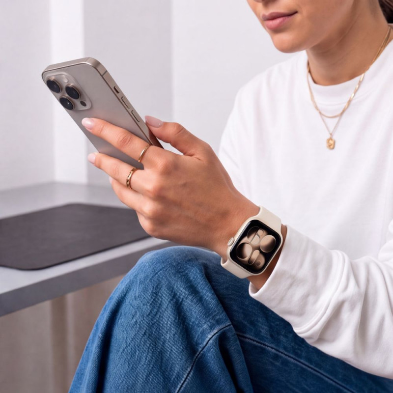 Tech-Protect pasek silikonowy do Apple Watch 8 / 9 / 10 / 11 / 12 / SE / Ultra 44/45/46/49 mm, Starlight
