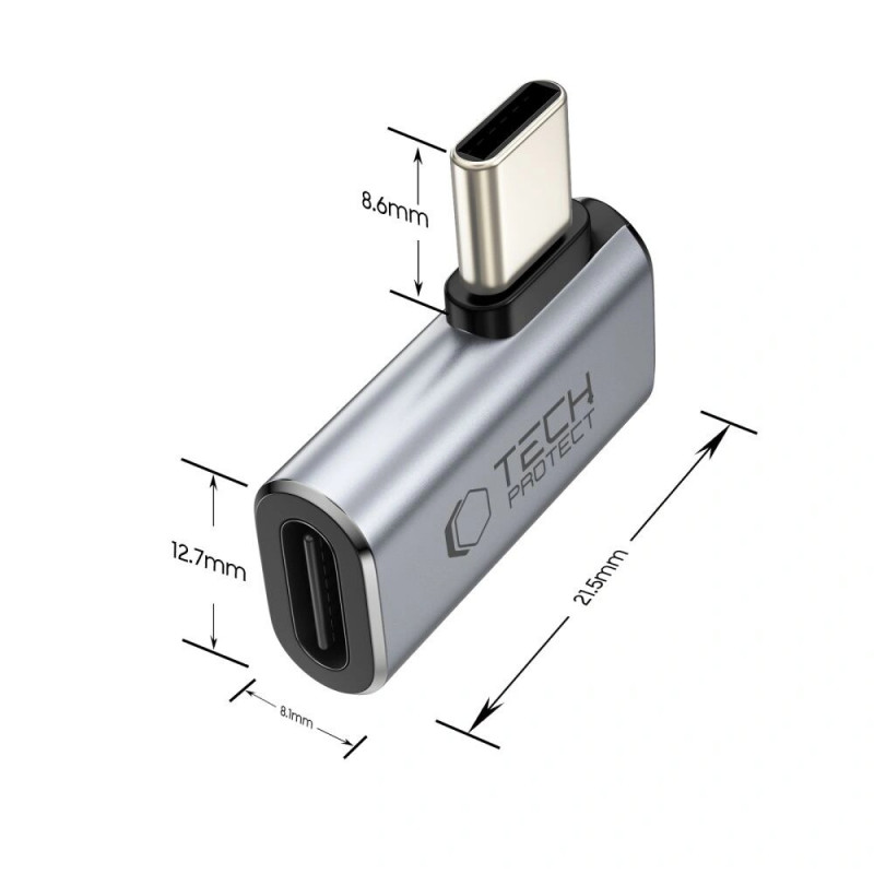 Tech-Protect UltraBoost AA01 kątowy adapter USB-C, szary