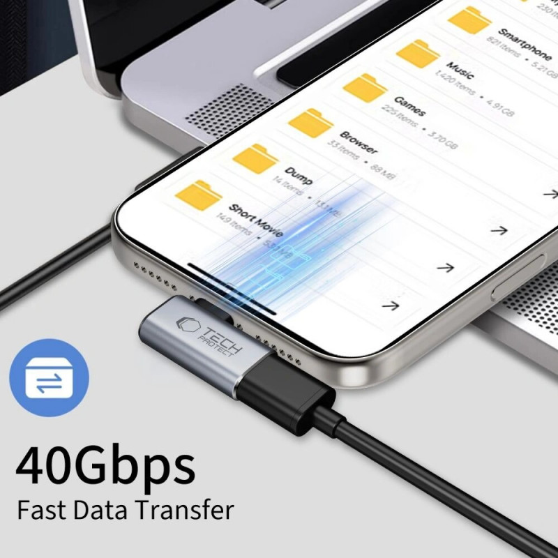 Tech-Protect UltraBoost AA01 kątowy adapter USB-C, szary