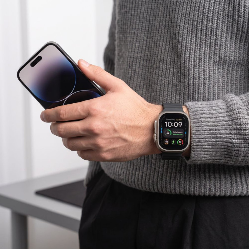 Tech-Protect Silicone Line pasek do Apple Watch 8 / 9 / 10 / 11 / 12 / SE / Ultra 44/45/46/49 mm, czarny