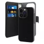 Puro Wallet Detachable MagSafe 2in1 etui z PU ze skrzydełkiem i portfelem do iPhone 14 Pro Max, czarne