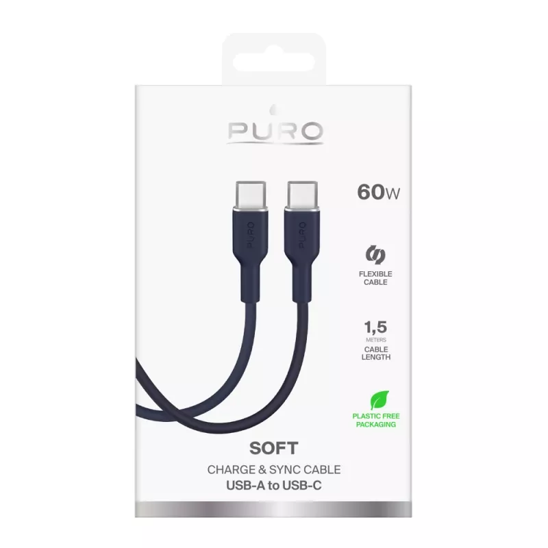 Puro Icon 60W kabel USB-C do USB-C 1,5 m, Navy Blue