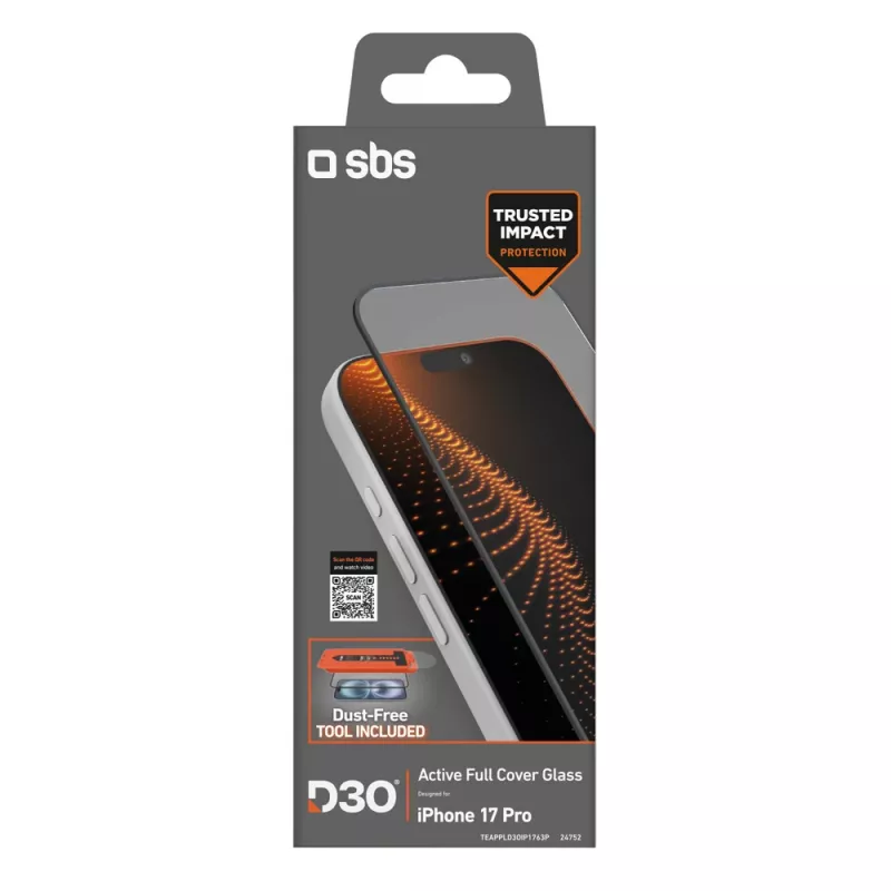 SBS D3O szkło hartowane z aplikatorem do iPhone 17 Pro (1 szt.)