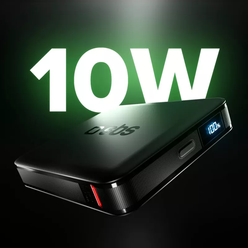 Power bank SBS HD 10W 5000mAh USB-C z wyświetlaczem LCD, czarny
