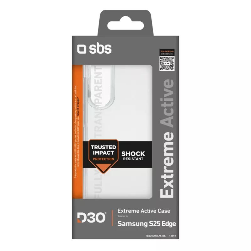Etui SBS D3O do Samsung Galaxy S25 Edge, przezroczyste