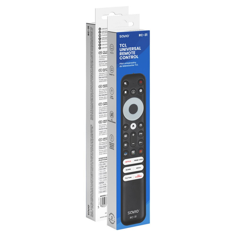Savio RC-31 uniwersalny/zamienny pilot do telewizora TCL – SMART TV
