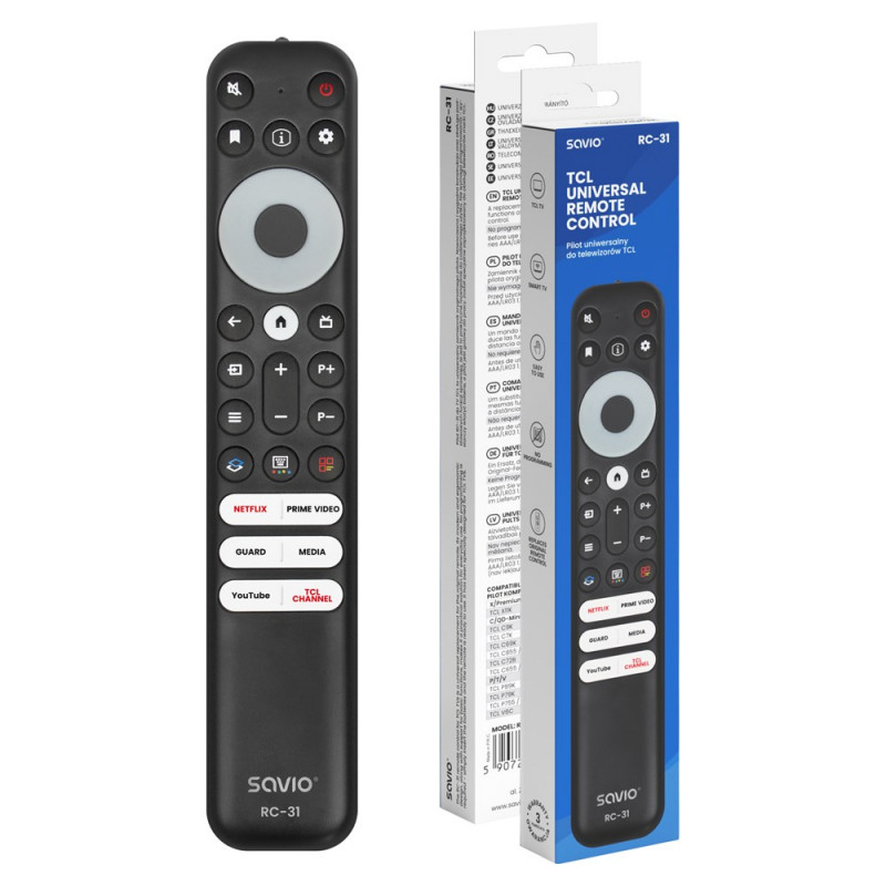 Savio RC-31 uniwersalny/zamienny pilot do telewizora TCL – SMART TV