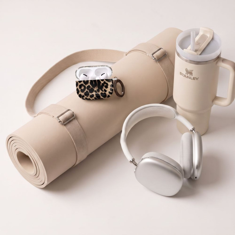 Tech-Protect Lamano etui na Apple AirPods Pro 3 z karabińczykiem, Exotic Touch (czarny i brązowy)