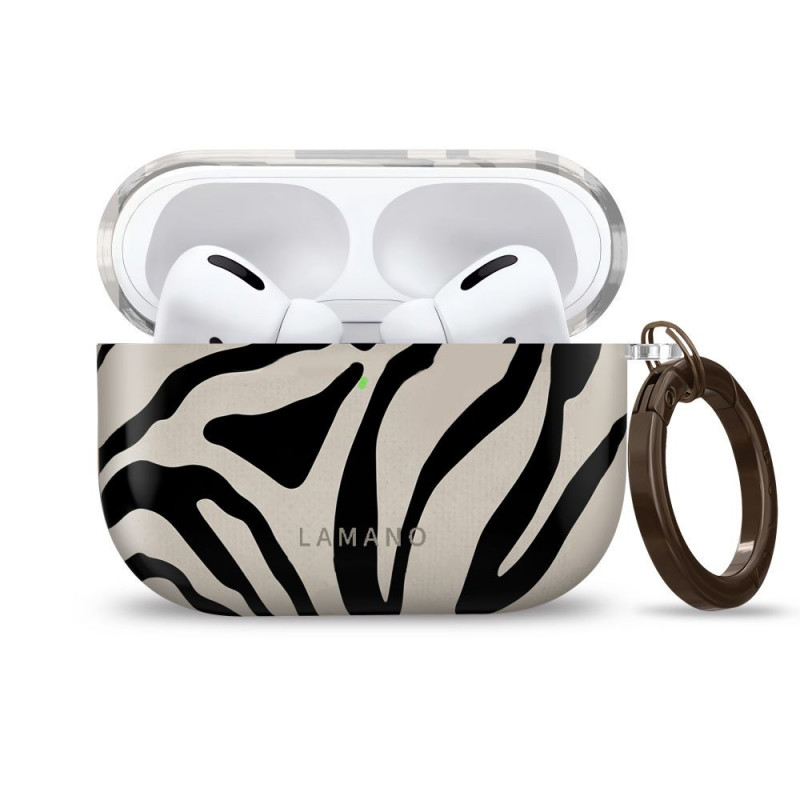 Tech-Protect Lamano etui na Apple AirPods Pro 3 z karabińczykiem, Nature Muse (czarny i beżowy)