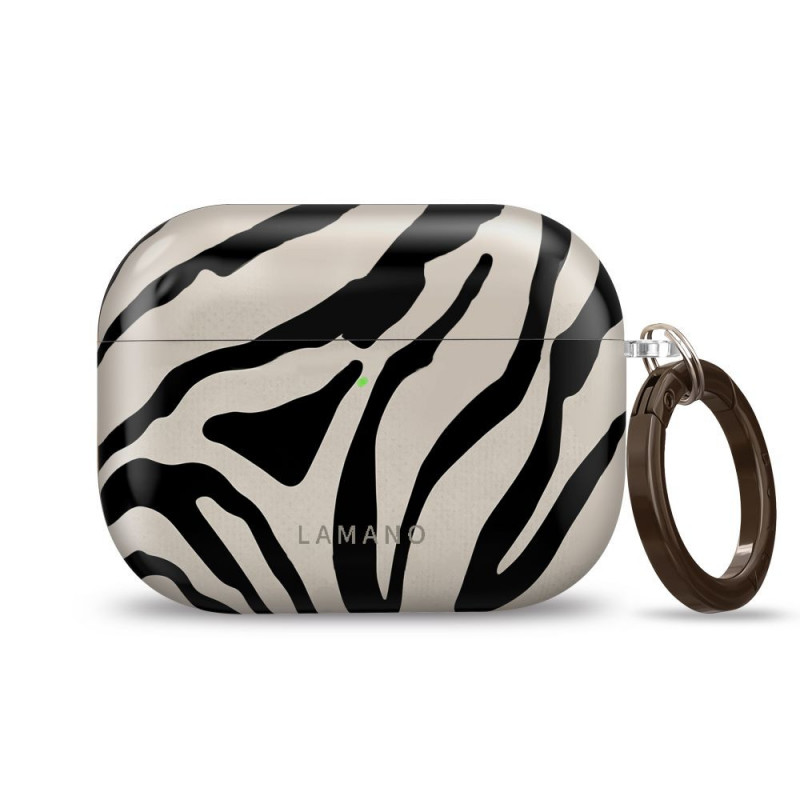 Tech-Protect Lamano etui na Apple AirPods Pro 3 z karabińczykiem, Nature Muse (czarny i beżowy)