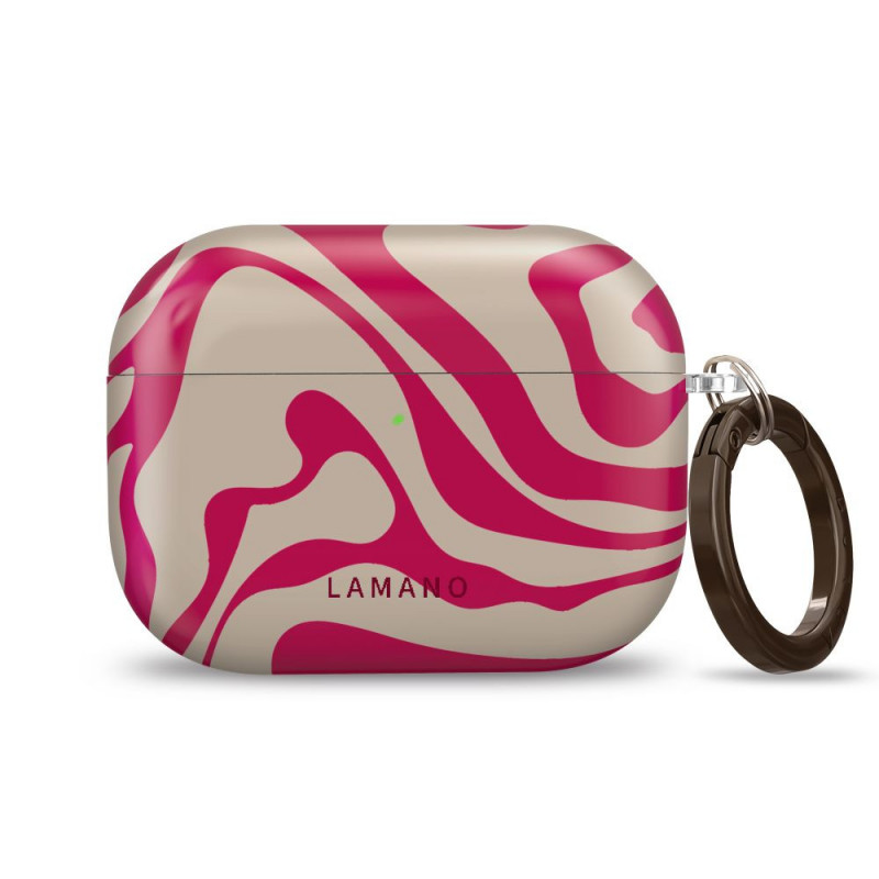 Etui Tech-Protect Lamano dla Apple AirPods Pro 3 z karabińczykiem, Flamingo Bloom (różowy i beżowy)
