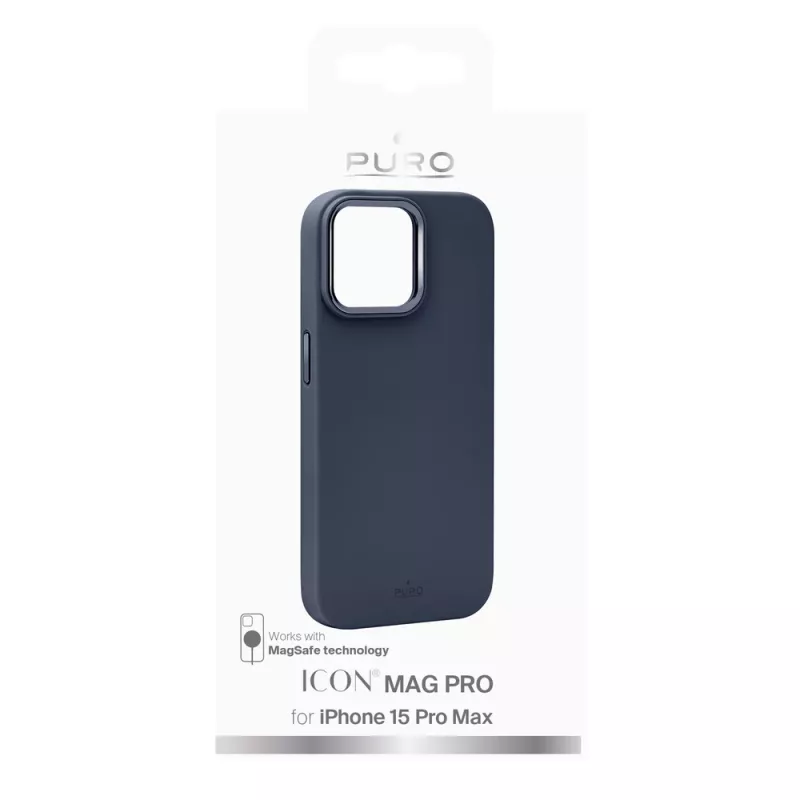 Etui silikonowe MagSafe Puro Icon Mag Pro dla Apple iPhone 15 Pro Max, ciemnoniebieskie