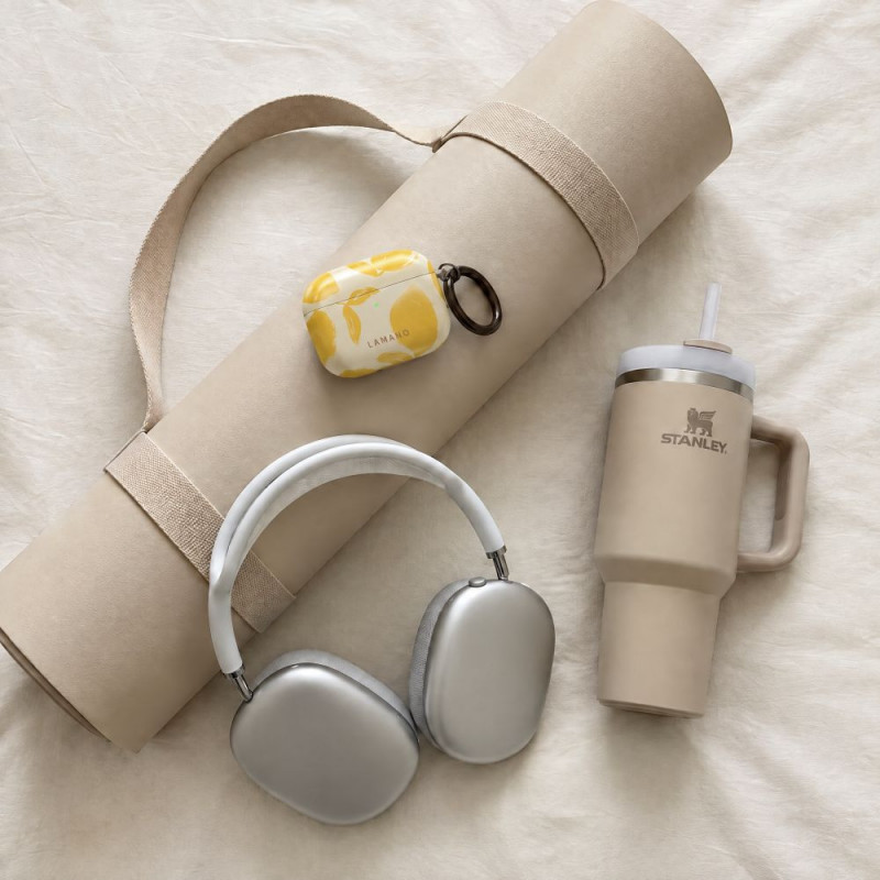 Etui Tech-Protect Lamano dla Apple AirPods Pro 3 z karabińczykiem, Lemon Haze (żółty i biały)