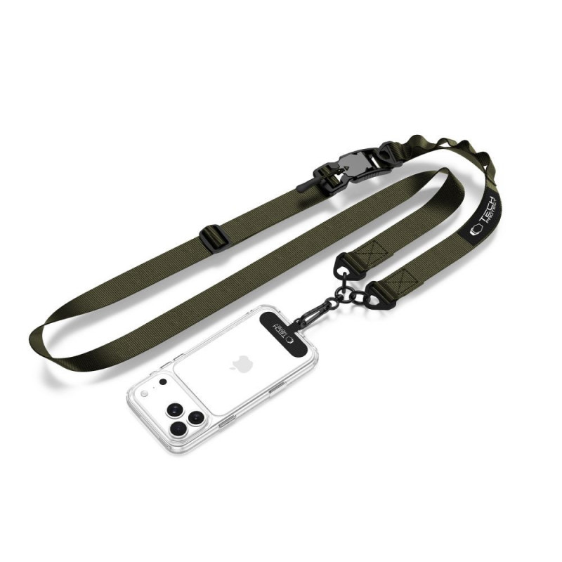 Tech-Protect C9S Rope Crossbody pasek do telefonu na ramię, nylon, 91–140 cm, Army Green