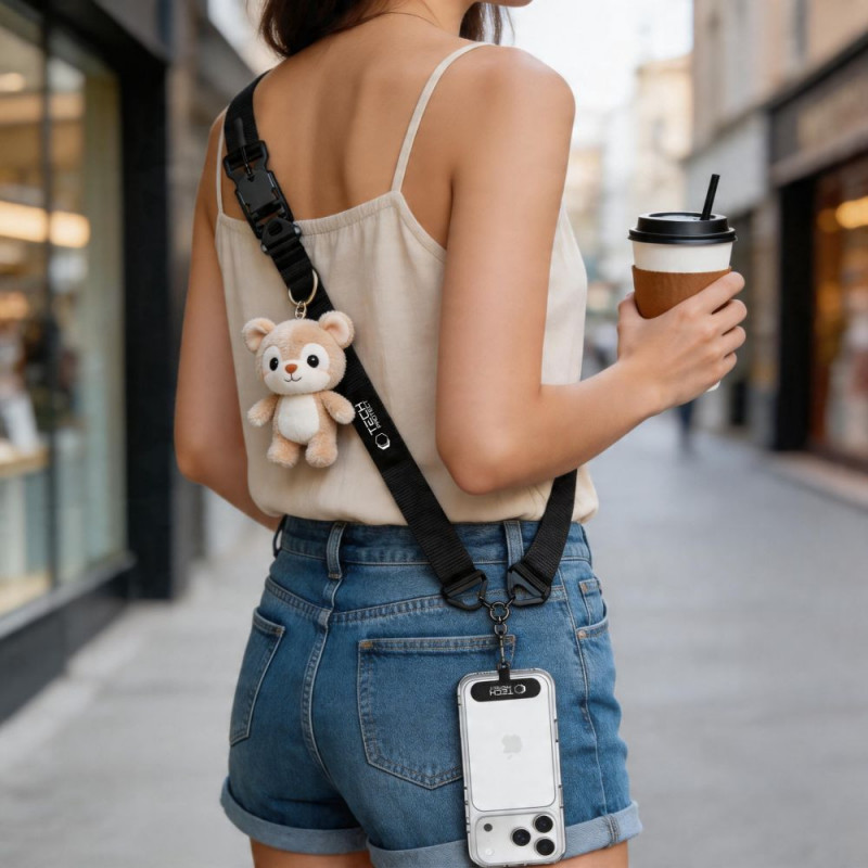 Tech-Protect C9S Rope Crossbody pasek do telefonu, czarny