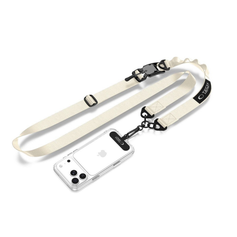 Tech-Protect C9S Rope Crossbody pasek do telefonu na ramię, nylon, 91–140 cm, Desert Beige