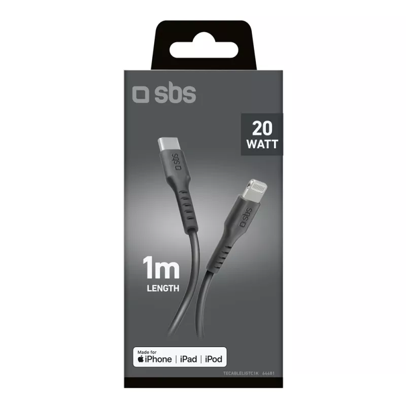 SBS TECABLELIGTC1K kabel USB-C do Lightning, 1 m, czarny
