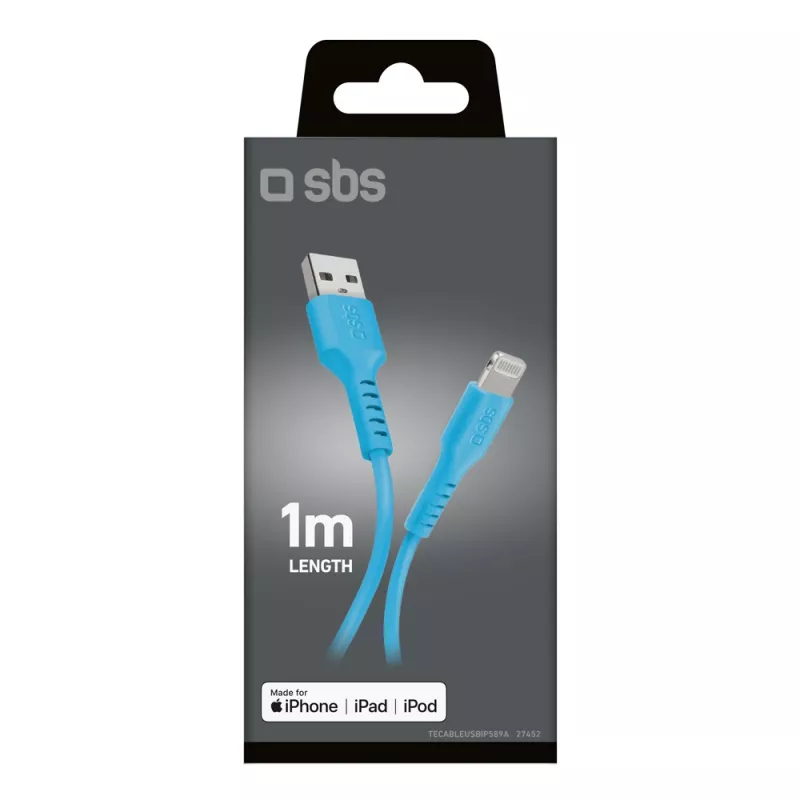 SBS TECABLEUSBIP589A kabel USB-A na Lightning, 1 m, niebieski
