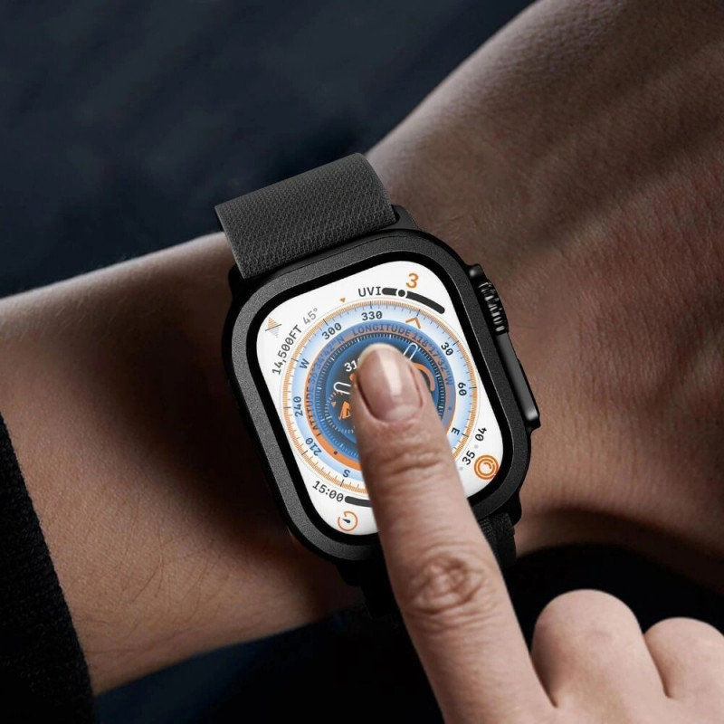 Tech-Protect Glass Ring szkło hartowane do Apple Watch Ultra 49 mm, srebrny i czarny (2 szt.)