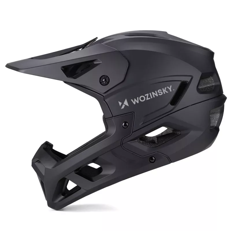 Kask rowerowy pełny Wozinsky z odpinanym wizjerem, 60-62 cm, czarny