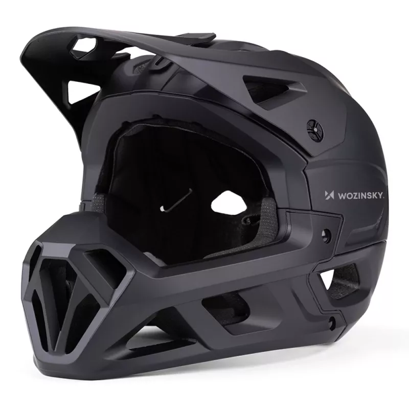 Kask rowerowy pełny Wozinsky z odpinanym wizjerem, 60-62 cm, czarny