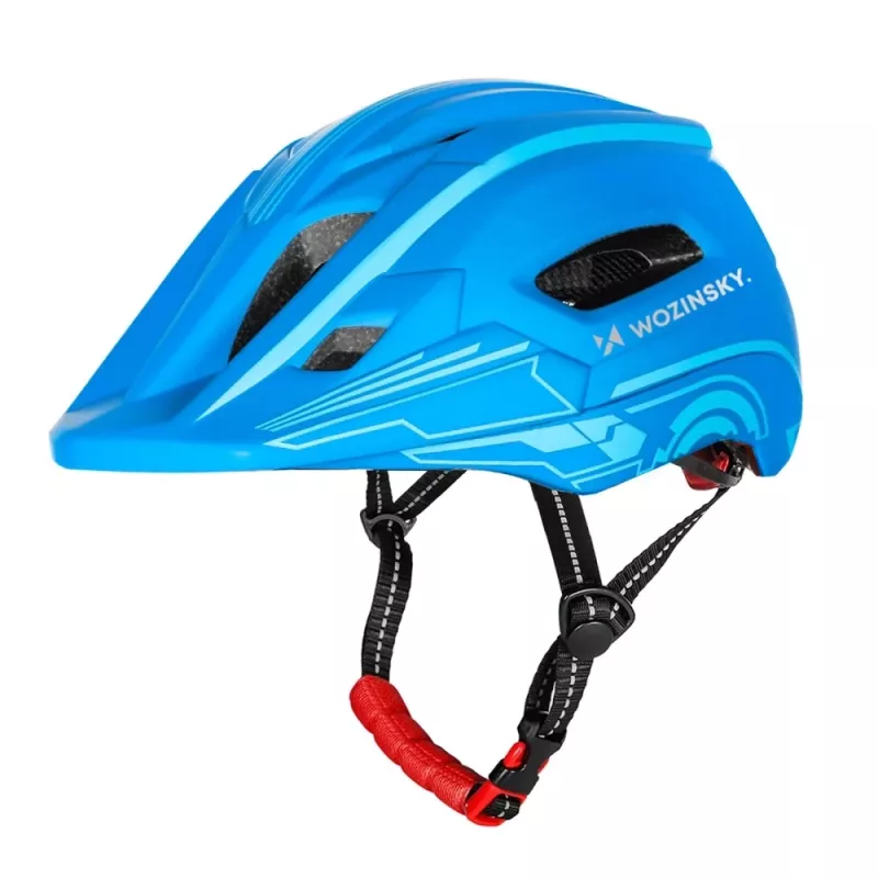Kask rowerowy pełny dla dzieci Wozinsky z tylnym światłem USB, rozmiar S (52-56 cm), niebieski