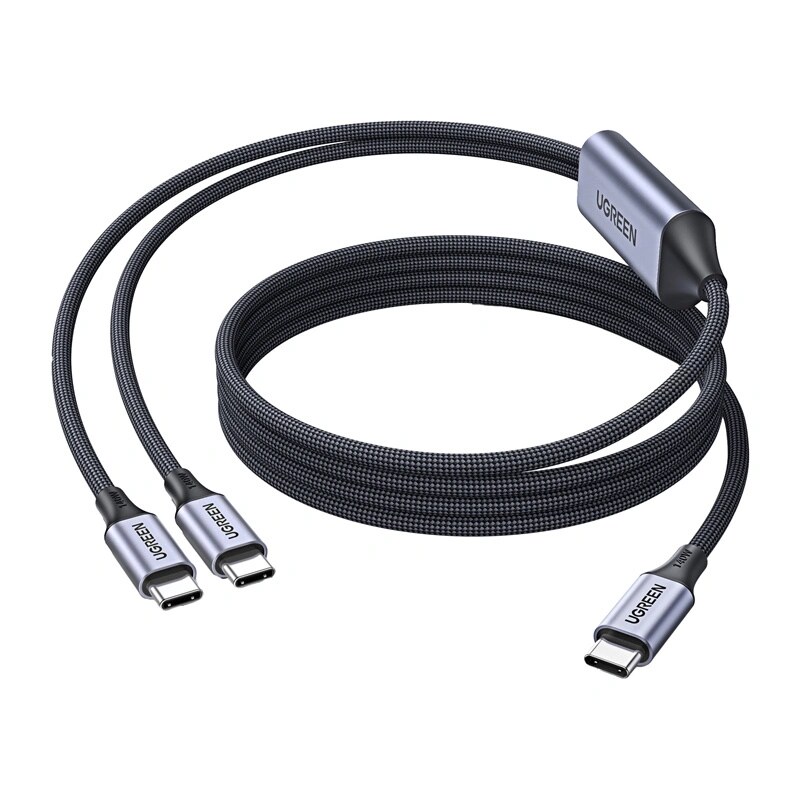 UGREEN L533 kabel USB-C 2w1, USB-C do 2x USB-C PD 140W, 2 m, czarny