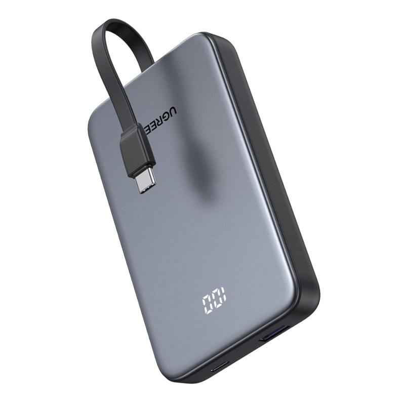 UGREEN PB526 10000mAh 20W Power Bank z wbudowanym kablem USB-C