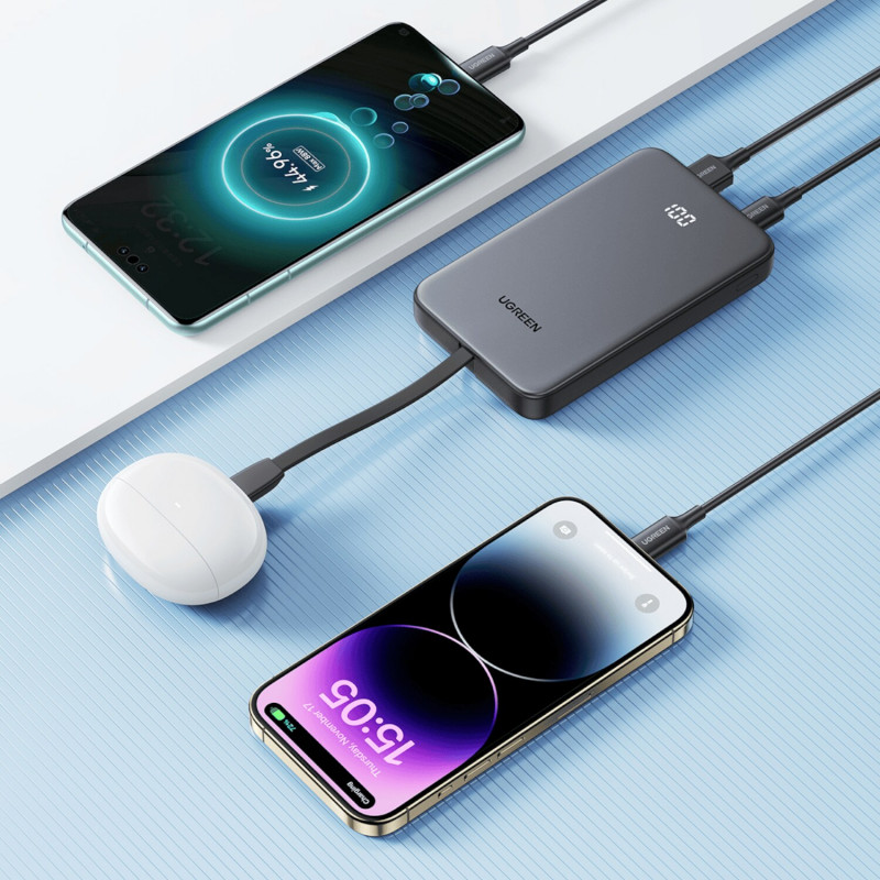 UGREEN PB526 10000mAh 20W Power Bank z wbudowanym kablem USB-C