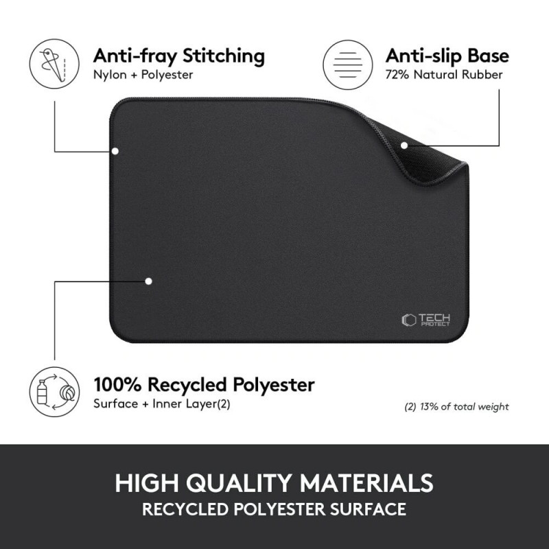 Tech-Protect A100 Podkładka pod mysz 35x25 cm, czarna