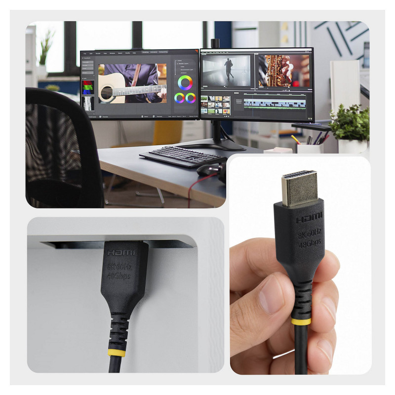 StarTech.com HDMI21-CBL-SLIM-1M kabel HDMI 2.1 Ultra High Speed, 1 m, czarny