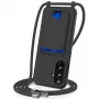 Etui TPU Hurtel Samsung Galaxy A37 5G z kieszenią na kartę i smyczą na ramię, czarny