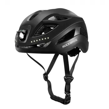 Kask rowerowy Rockbros ZK-077 z zintegrowanym wielokierunkowym oświetleniem 57–61 cm, czarny