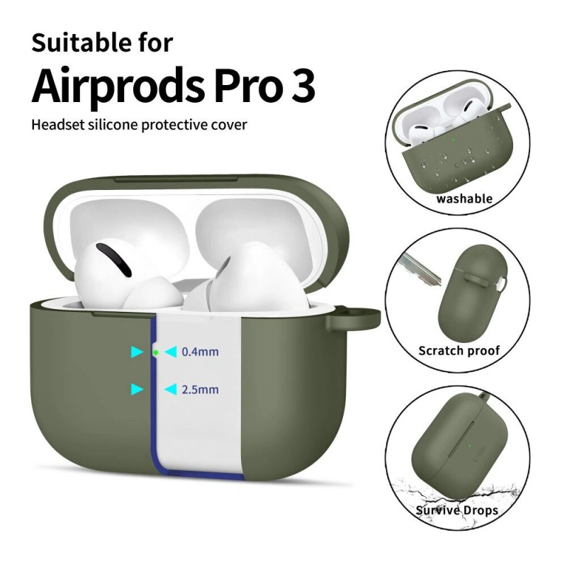 Tech-Protect Silicone Hook etui z silikonu na Apple AirPods Pro 3, Olive Green
