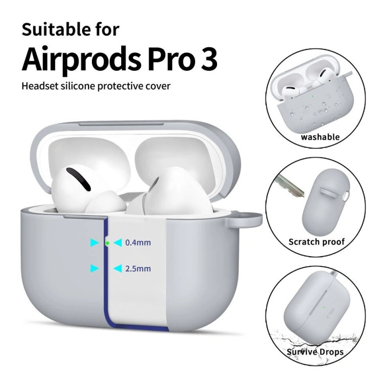 Etui silikonowe Tech-Protect Silicone Hook do Apple AirPods Pro 3, Crayon Grey