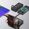 Wozinsky W11-B 10000mAh 10W Power Bank z wbudowanymi kablami i latarką, czarny