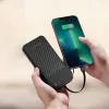 Wozinsky W11-B 10000mAh 10W Power Bank z wbudowanymi kablami i latarką, czarny