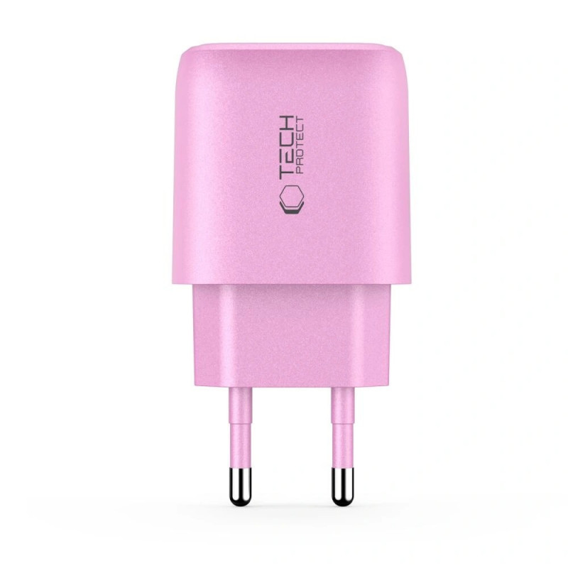 Tech-Protect NCA30 USB-A, USB-C ładowarka sieciowa PD 30W / QC3.0 Baby Pink