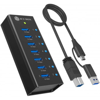 ICY BOX IB-AC618a 7-portowy hub USB 3.2 Gen 2, aluminium, 12 V
