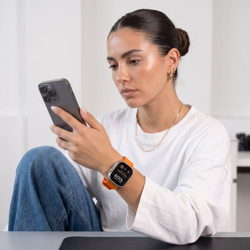 Tech-Protect Silicone Line Apple Watch 8 / 9 / 10 / 11 / 12 / SE / Ultra 44/45/46/49 mm pasek, pomarańczowy